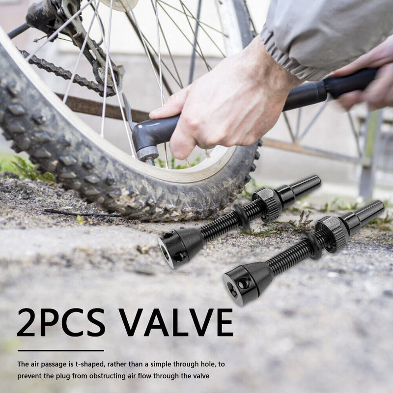 1 Pair 40mm Mountain Road Bike Tubeless Tire Presta Valve CNC Alloy Stem w/