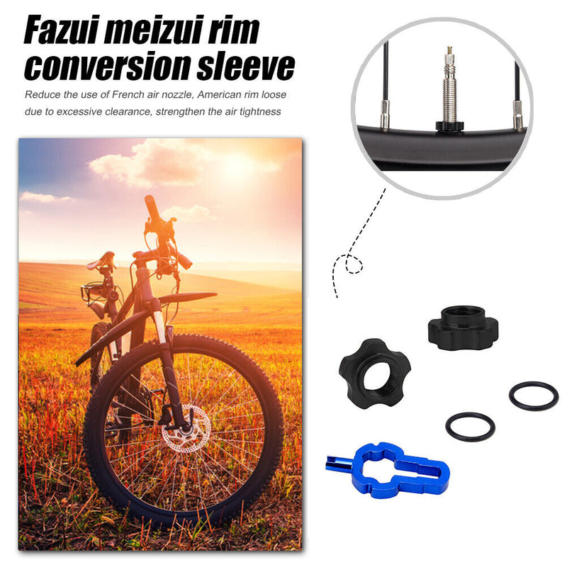 VXM 2pcs/Set MTB Bike Schrader Presta Valve Wheel Converter Nut Rim (Black)