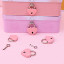 Suitcase Cabinet Door Lock Pink Romantic Key Heart Shape Padlock Lock with Key
