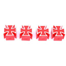 4pcs Universal Cross Style Car Bike Tire Wheel Valve Caps Covers (Red) Newly