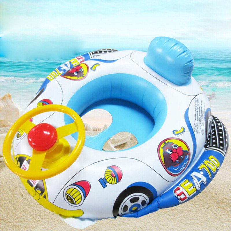 Inflatable Car Steering Wheel Boat Baby Circle Seat Ring Water Toys Random Newly