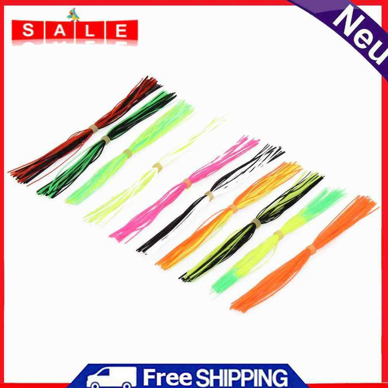 10 Bundles 50 Strands Silicone Skirts Fishing Skirt Rubber Jig Lure Mixed Color