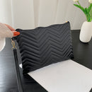 Retro PU Leather Embroidery Party Clutch Purse Pure Color Zipper Travel Wallets