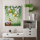 Bird on Branch Oil Paint By Numbers Kit DIY Acrylic Painting on Canvas Framel