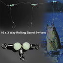 10pcs 3 Way Rolling Barrel Swirl Glowing Bead Fixed Ring Connectors