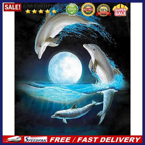Dolphin Oil Paint By Numbers Kit DIY Frameless Drawing Picture for Adults D