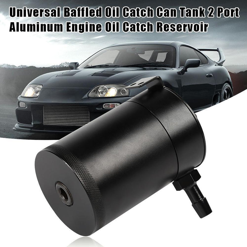 Baffled Oil Catch Can Reservoir 2 Port Ticket Aluminum Oil Catch Tank Universal