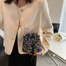 Fashion Sequins Bucket Shoulder Bag Women Chain Crossbody Drawstring Handbags