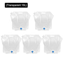 5pcs 10L Portable Outdoor Water Bag Foldable Camping Picnic Carrier (Clear)