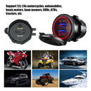 12-24V Quick Charge QC 3.0 Dual USB Car Charger Socket with Wires (Red)