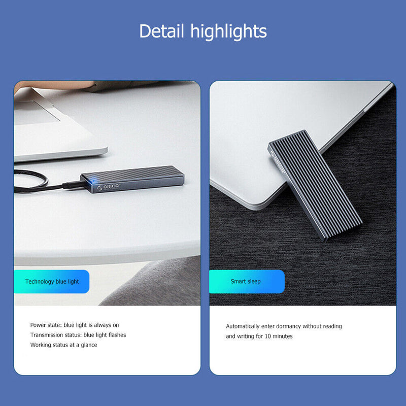 ORICO USB 3.2 SSD External Box M.2 NVMe M/B+M Key Solid State Drive Enclosure