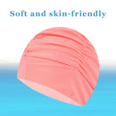 #A Pleated SPA Swimming Caps Adults Women Men Long Hair Summer Pool Hat Large Si