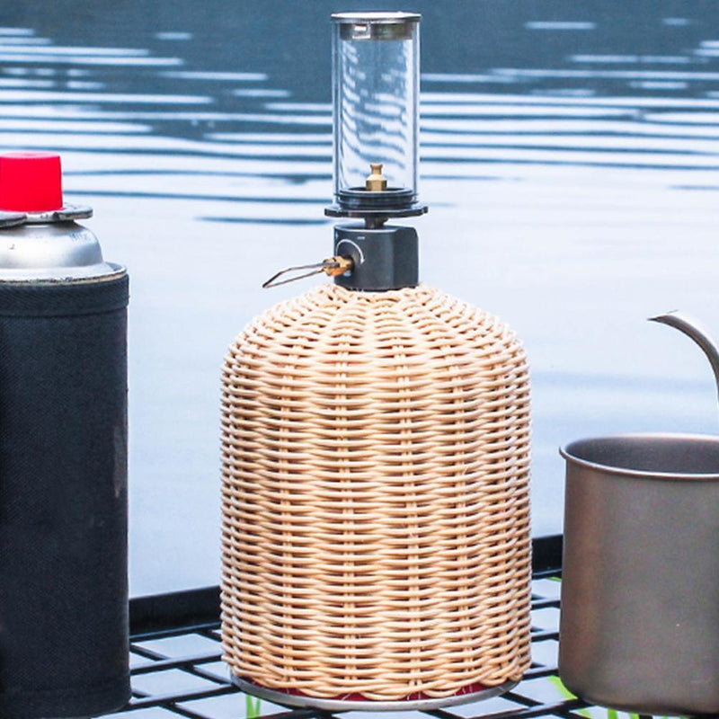 Rattan Outdoor Gas Cylinder Cover Camping Cook Gas Tank Protector (Beige)