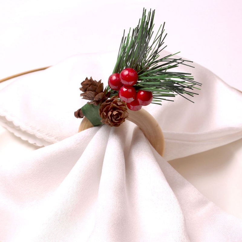 Wooden Napkin Ring Handicraft Pine Cones Napkin Holder Christmas Napkin Rings