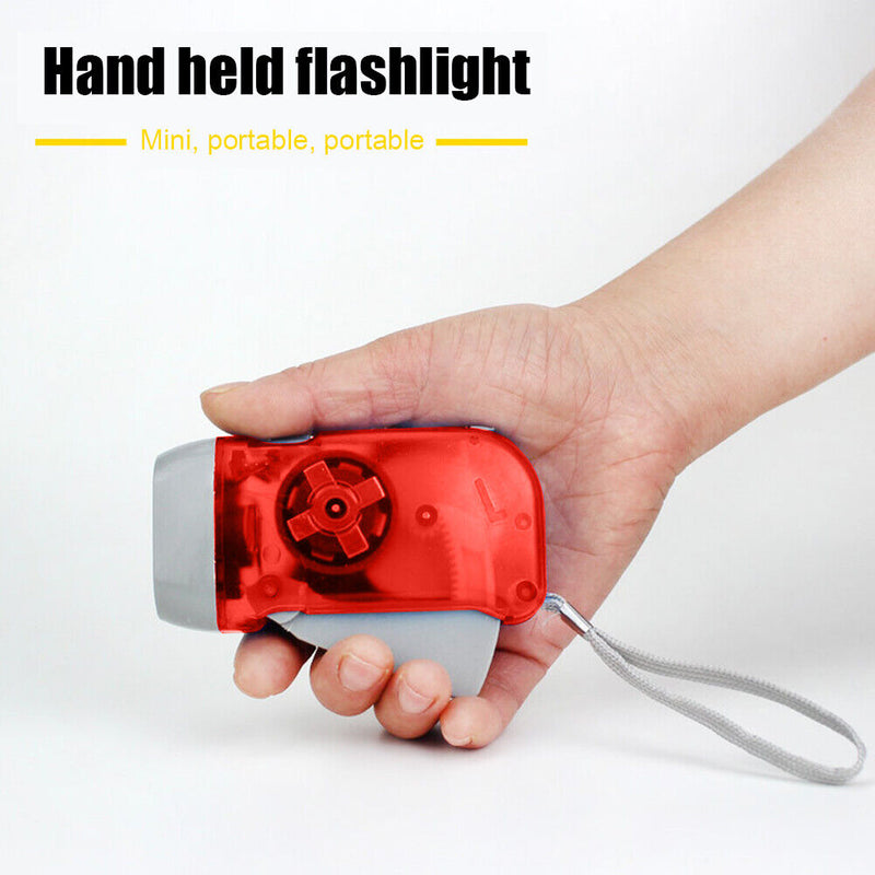 LED Hand Pressing Dynamo Flashlight Lamp Portable Hand Crank Torch (Red) Newly