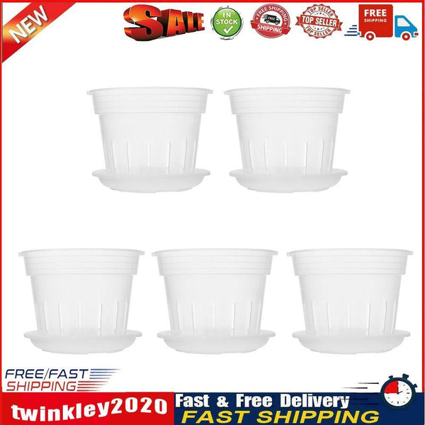 5x Orchid Planting Pots Transparent Seedling Garden Flower Pot (with Base) Newly