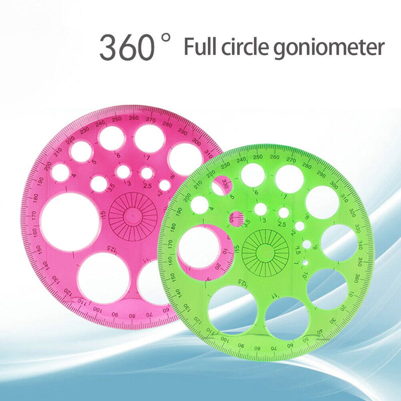 360 Degree Round Ruler Circle Office School Drafting Template Protractor Newly