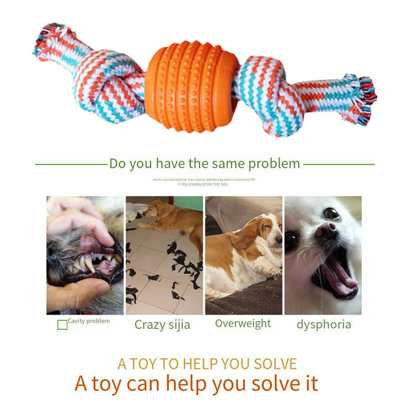 Double Knot Cotton Rope Ball Dog Interactive Bite Resistant Tooth Cleaning Ba