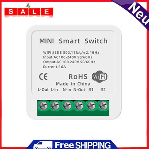 Mini WiFi Smart Switch DIY 16A 2-Way Light Relay Smart Life App Voice Control