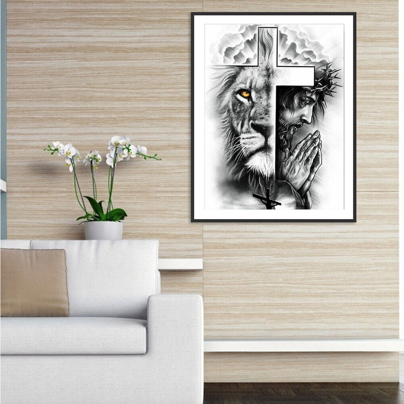 5D DIY Full Drill Round Shape Two-faced Cross Rhinestone Diamond Drawing Kit