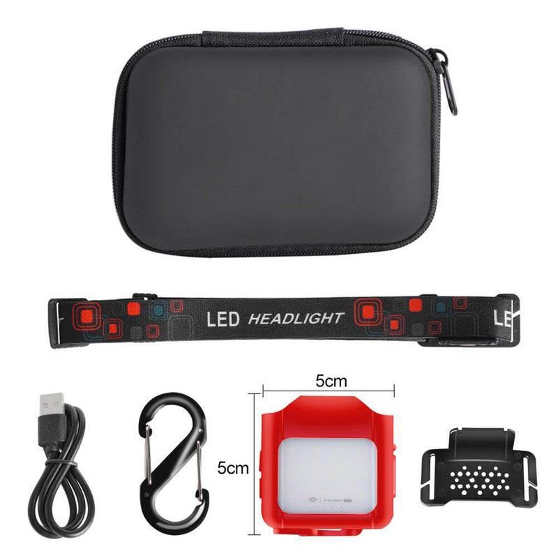 Hat Clip Light Headlight COB LED Camping Fishing Headlamp Sensor (Red)