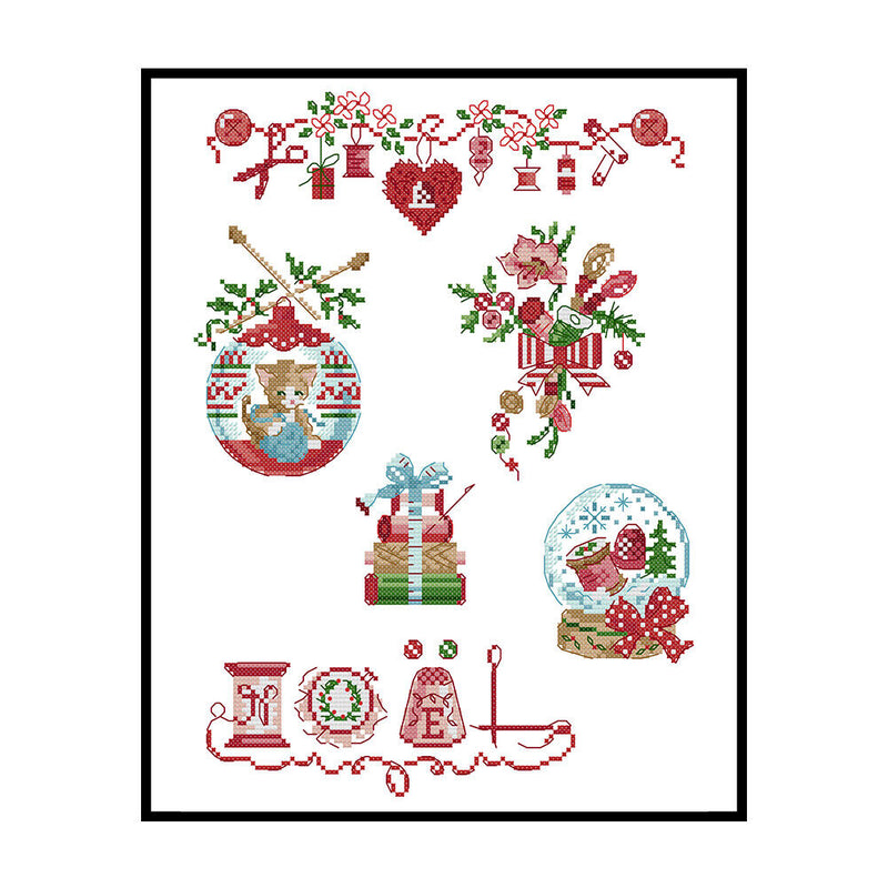 Full Cross Stitch Cotton 14CT Printed Christmas Needle Handmade Craft Kit
