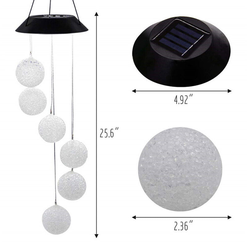 Solar Wind Chime Ball Light LED Waterproof Outdoor Courtyard Garden Decor Newly