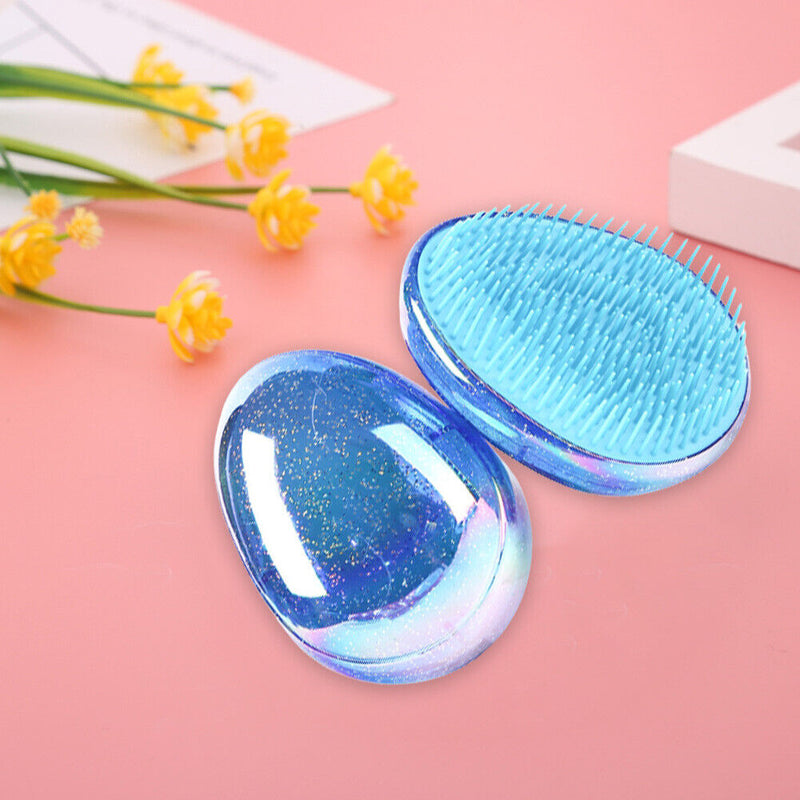 Anti Static Straightening Comb Soft Egg Round Detangling Hair Brush Travel To