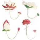 Leaf Tassel Chinese Style Painted Brass Bookmark Pagination Mark Book Clip