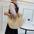 Summer Women Straw Handbag Hand Woven Shoulder Bag Female Beach Vacation Tote