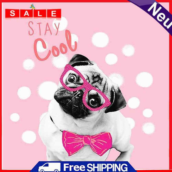 5D DIY Full Drill Round Shape Cool Dog Rhinestone Diamond Drawing for Bedroom