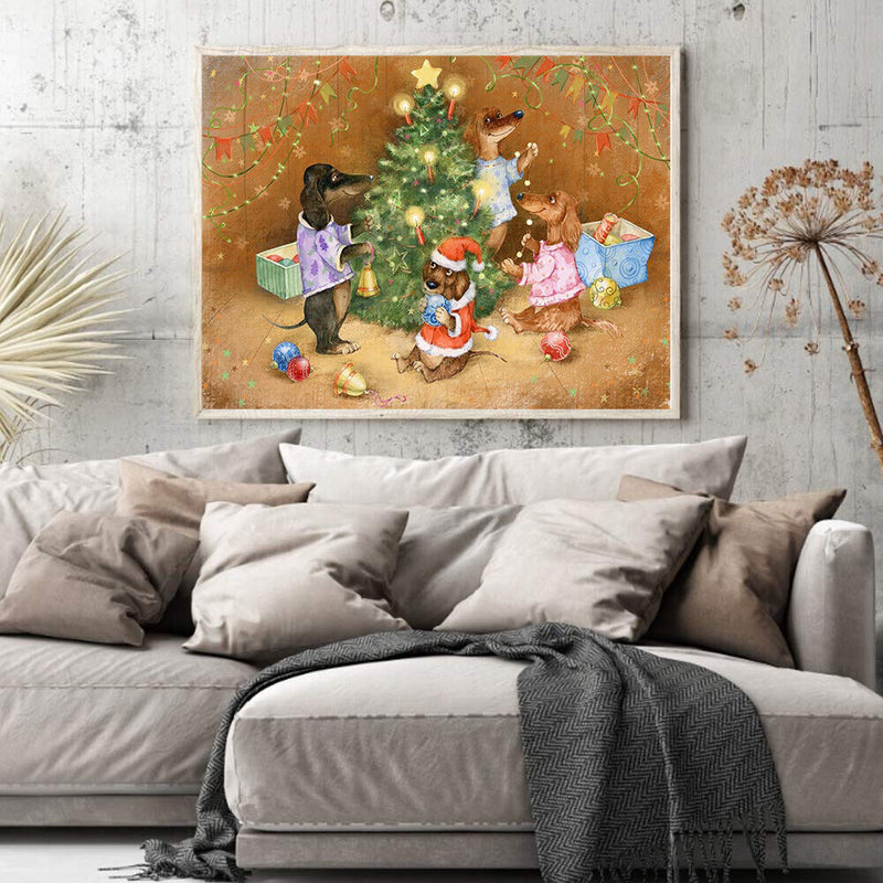 Animal Christmas Oil Paint By Numbers Kits Canvas Drawing DIY Coloring Pictur