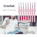 8pcs Plastic Handle Knitting Needles Aluminum Crochet Hooks DIY Tools Set 2-6