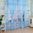4pcs Tulip Flower Yarn Sheer Window Curtain Scarf Drapes(Blue)