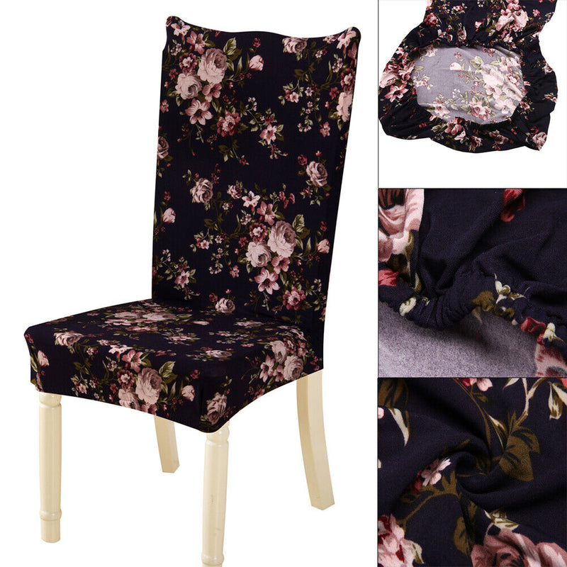 Removable Conjoined Stretchy Floral Home Stool Chair Seat Cover (5