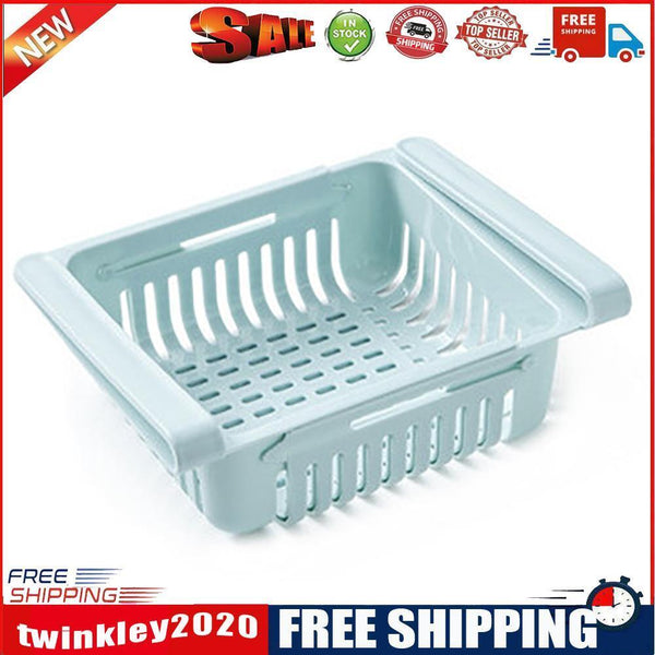 Adjustable Refrigerator Storage Rack Fridge Drawer Kitchen Organizer (Blue)