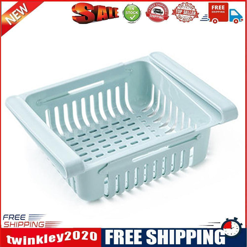 Adjustable Refrigerator Storage Rack Fridge Drawer Kitchen Organizer (Blue)