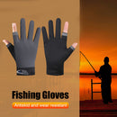 Fishing Gloves Anti-slip 2 Cut Finger Breathable Cycling Mitten (Grey) Newly