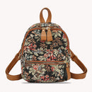 Retro Women Flower Printing Canvas Rucksack Handbags Casual Ladies Mini Backpack
