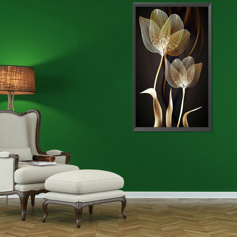 5D Diamond Painting Kit Golden Flower Full Round Drill DIY Crafts Mosaic Pict