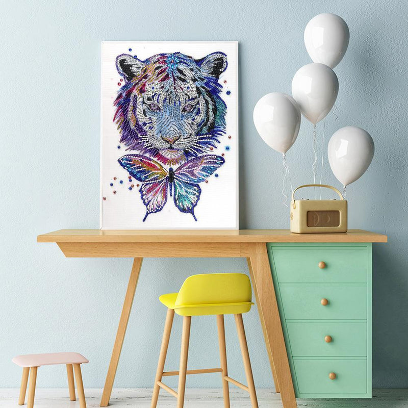5D DIY Special Shaped Diamond Painting Tiger Butterfly Embroidery Kits Wall Art
