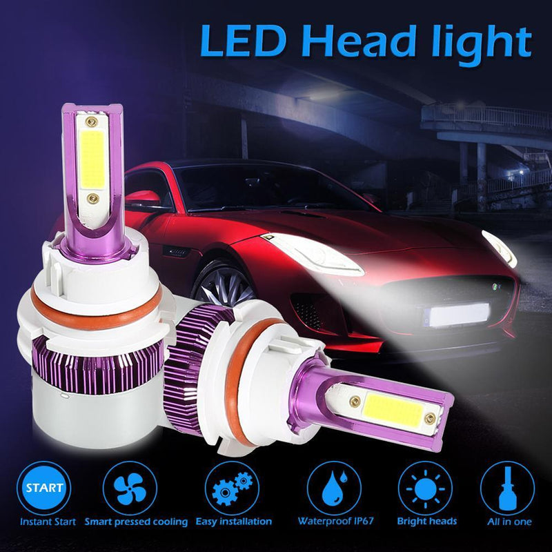 1 Pair COB LED Car Headlight Bulbs 72W 6500K Auto Headlamp Fog Light IP67 Purple