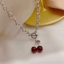 Gothic Punk Stainless Steel Necklace Cherry Pendant Hip Hop Clavicle Chain