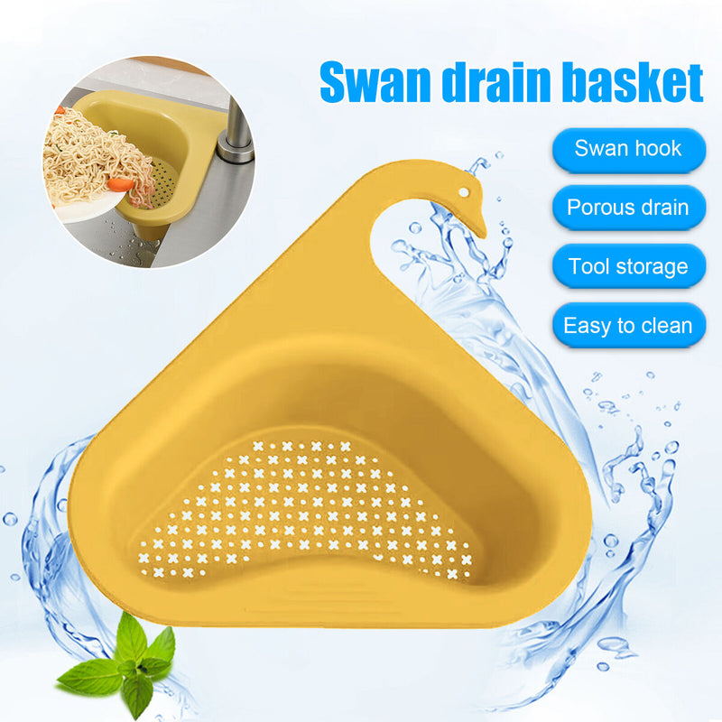 Sink Strainer Colander Drain Basket 4 Sink Drying Shelf Rack & 2 Sponges Newly