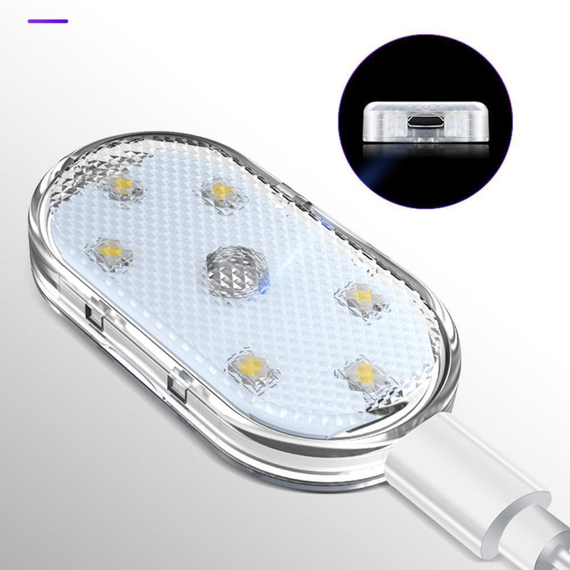 Car LED Touch Lights Wireless Auto Roof Ceiling Reading Lamp (Pink Purple)