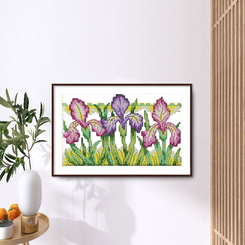 Partial Embroidery 14CT Cross Stitch Beautiful Iris Needlework Kit for DIY