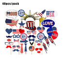 40 Independence Day Photo Booth Props, 4th of July Decorations, US Party D3O1