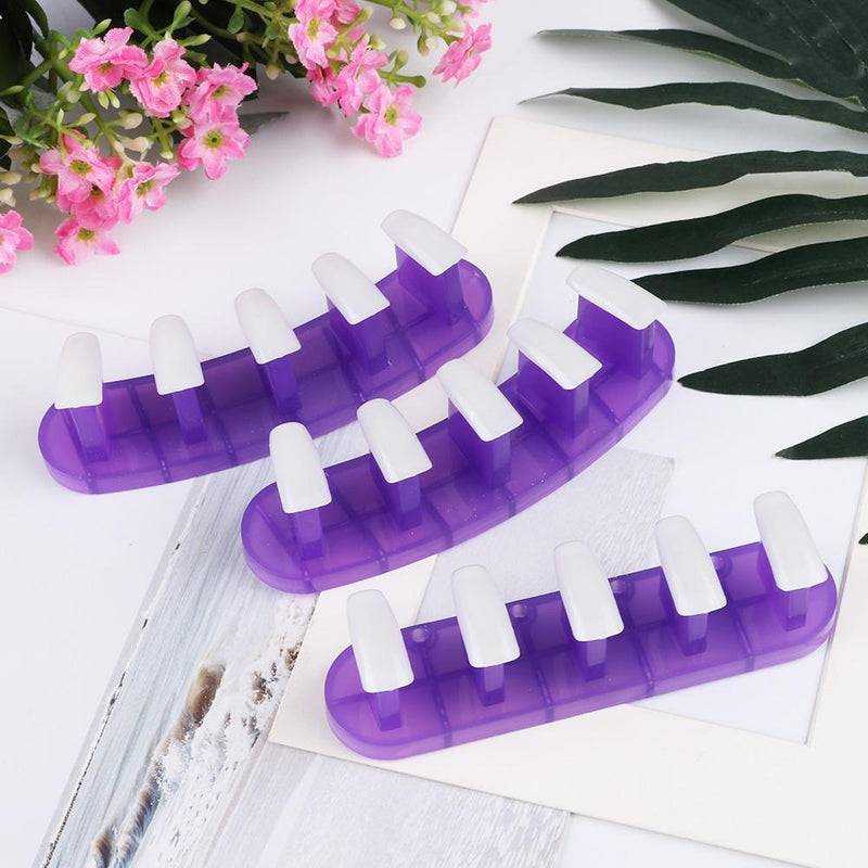 3 in 1 Nail Holder Practice Training Display Stand w/15pcs Nail Tip (Purple