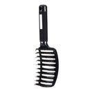 Portable Curved Ribs Scalp Massage Comb Fluffy Brush (B Black)