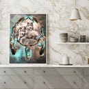 5D DIY Full Drill Diamond Painting Wolf and Dream Catcher Cross Stitch Craft Kit